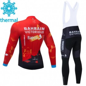 Tenue Cycliste Manches Longues et Collant à Bretelles 2021 Team Bahrain Victorious Hiver Thermal Fleece N001